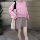 Pink Tone Cropped Hoodie / A-line Skirt