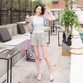 Band-waist Notched-hem Shorts