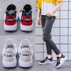 Lettering Color Panel Mesh Sneakers