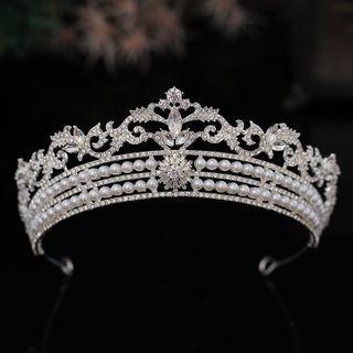 Set: Rhinestone Wedding Tiara + Necklace + Earring