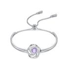 Elegant Fashion Camellia Flower Bracelet With Austrian Element Crystal Silver - One Size