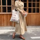 Double-breasted Dress With Sash Beige - One Size
