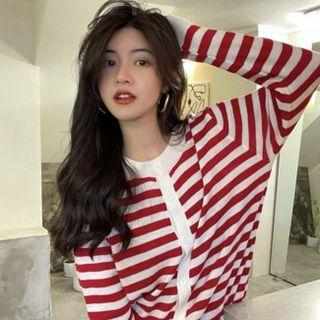 Striped Cardigan Knit Jacket