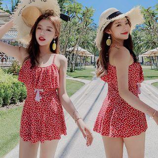 Ruffled Patterned Swimdress