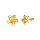 Fashion Elegant Plated Gold Flower Stud Earrings Golden - One Size