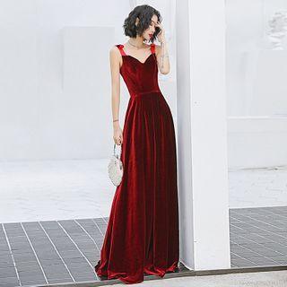 Sleeveless Velvet A-line Evening Gown