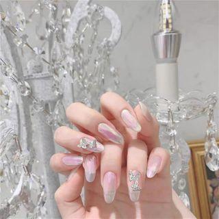 Butterfly Pointed Faux Nail Tips 495 - Purple - One Size