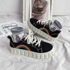 Rainbow Embroidered Platform Sneakers