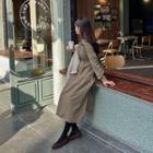 Square-neck Suedette Long Tiered Dress