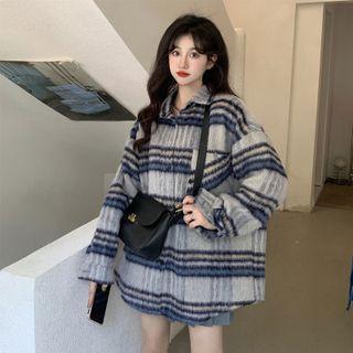 Plaid Shirt Jacket Gray - One Size