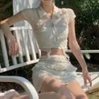 Short-sleeve Sheer Top / Skirt