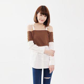 Mock Two-piece Tied Top