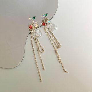 Cherry Heart Alloy Fringed Earring 1 Pair - Gold - One Size