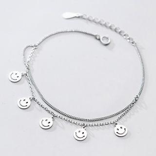 Smiley Layered Sterling Silver Bracelet Silver - One Size