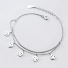 Smiley Layered Sterling Silver Bracelet Silver - One Size