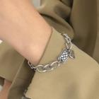 Chunky Chain Bracelet Bracelet - Tag - Love Heart - Silver - One Size