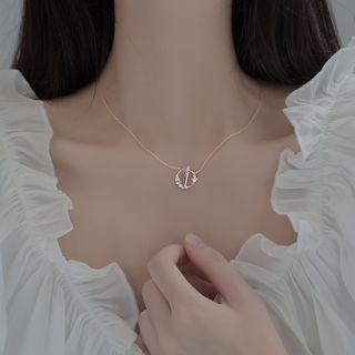 925 Sterling Silver Rhinestone Sword Pendant Necklace Necklace - As Shown In Figure - One Size