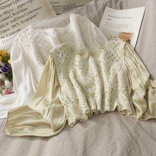 Patchwork Mock Two-piece Crop Top