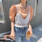 Puff-sleeve Top / Knit Camisole Top