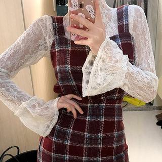 Bell-cuff See-through Lace Top
