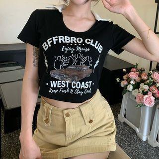 Short-sleeve Car Print Polo Shirt