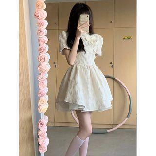 Short-sleeve Layered A-line Mini Dress