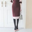 Two Tone Knit Pencil Skirt