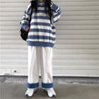 Striped Polo Pullover / Wide Leg Pants