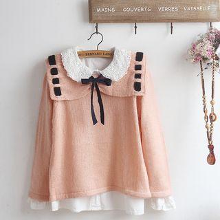 Crochet Lace Collar Blouse / Sweater / Set