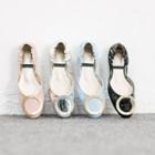 Faux-leather Circle-accent Flats