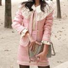 Set: Houndstooth Buttoned Jacket + Mini A-line Skirt