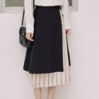 Pinstriped Mock Two-piece A-line Skirt