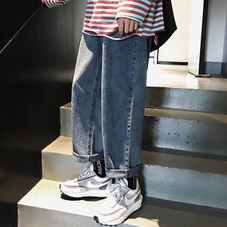 High-waist Loose Fit Straight Cut Cropped Jeans