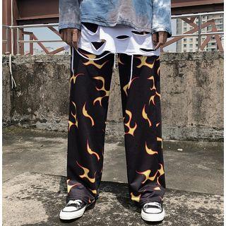 Frame Print Straight-cut Pants