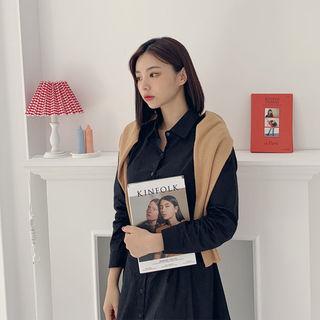 Plain A-line Long Shirtdress