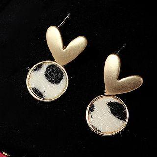 Heart Drop Earring A239 - 1 Pair - White - One Size