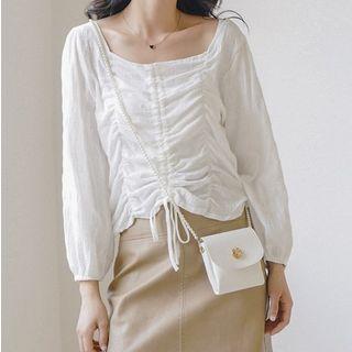 Drawstring Square Neck Blouse