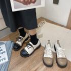 Two-tone Block-heel Lace-up Shoes