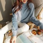 Turtleneck Cashmere Blend Sweater Sky Blue - One Size