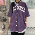 Short-sleeve Lettering Baseball Shirt