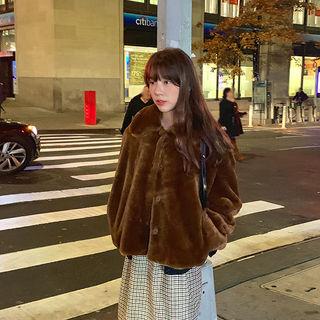 Round-collar Eco-fur Jacket