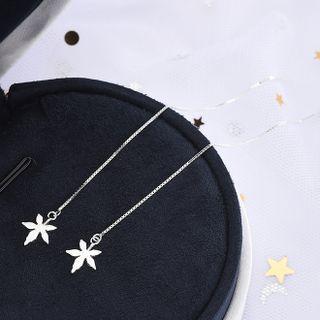 Floral Threader Earring 1 Pair - Silver - One Size