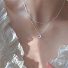 Heart Faux Gemstone Pendant Layered Sterling Silver Necklace Silver - One Size