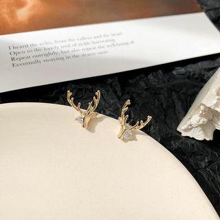Rhinestone Reindeer Stud Earring 1 Pair - Gold - One Size