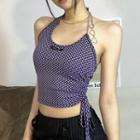 Halter Neck Chain Strap Patterned Crop Tank Top