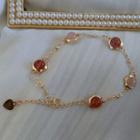 Gemstone Bead Bracelet Pink & Gold - One Size