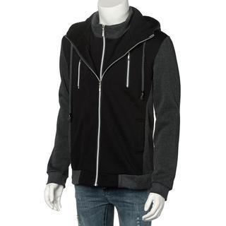 Layered Placket Hooded Zip Jacket