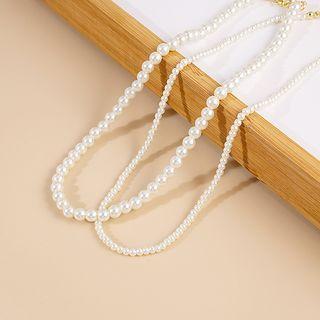 Faux Pearl Necklace X828 - White - One Size