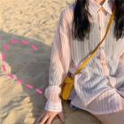 Color Button Striped Long-sleeve Loose-fit Light Shirt