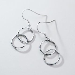 925 Sterling Silver Interlocking Hoop Dangle Earring 1 Pair - As Shown In Figure - One Size